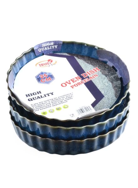 طقم أطباق فرن بورسلين دائرية 3 قطع 25 سم - أزرق