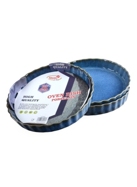طقم أطباق فرن بورسلين دائرية 3 قطع 25 سم - أزرق