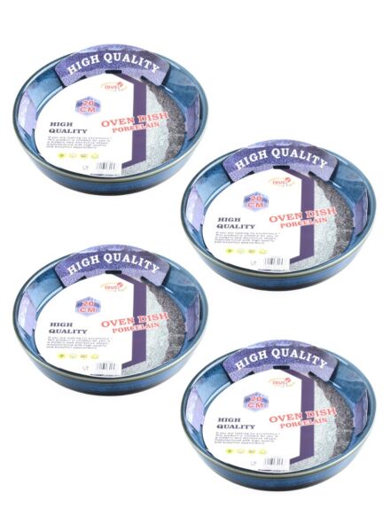 طقم أطباق فرن بورسلين 4 قطع مقاس 20 سم زويا - أزرق