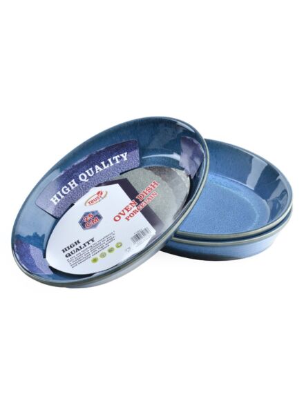 طقم أطباق فرن بورسلين بيضاوية 3 قطع 25 سم - أزرق