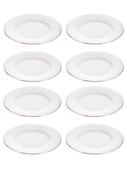 طقم أطباق عشاء بورسلين 8 قطع - ابيض وذهبي