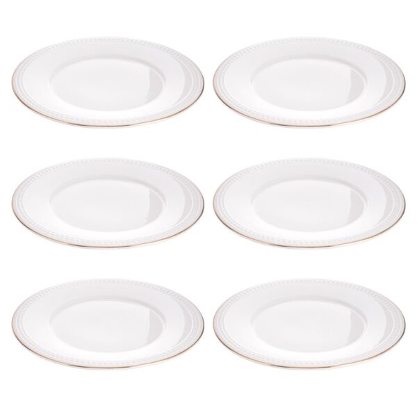 صحون عشاء 6 قطع - ابيض وذهبي