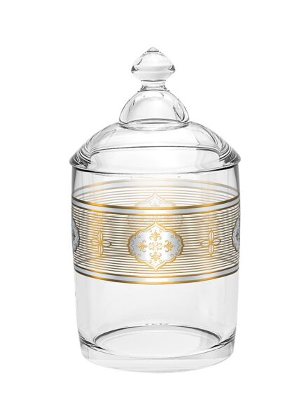 وعاء حلوى فاخر زجاجي رويسا - شفاف وذهبي