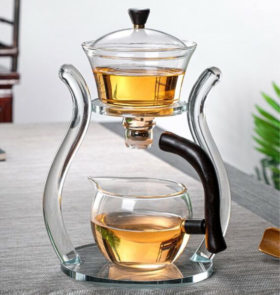 طقم مصفاة شاي مغناطيسية مع هيكل وبراد زجاج 4 قطع من ترست برو مقبض - أسود