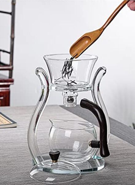 طقم مصفاة شاي مغناطيسية مع هيكل وبراد زجاج 4 قطع من ترست برو مقبض - أسود