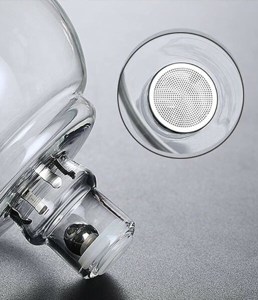 طقم مصفاة شاي مغناطيسية مع هيكل وبراد زجاج 4 قطع من ترست برو مقبض - أسود