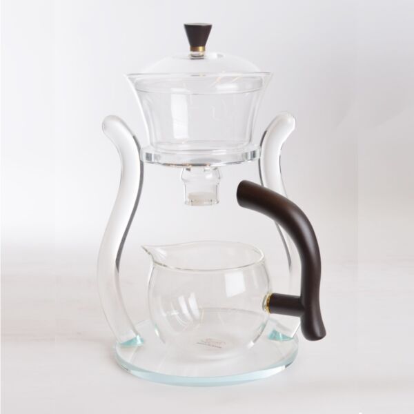 طقم مصفاة شاي مغناطيسية مع هيكل وبراد زجاج 4 قطع من ترست برو مقبض - أسود