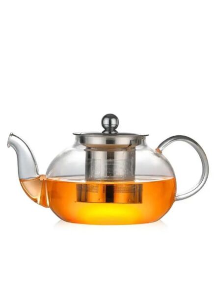 إبريق شاي زجاجي ومصفاة 400 مل ايلا - شفاف