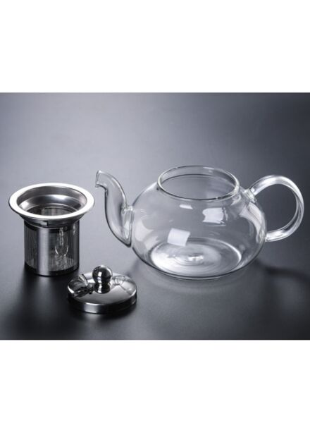 إبريق شاي زجاجي ومصفاة 800 مل - شفاف