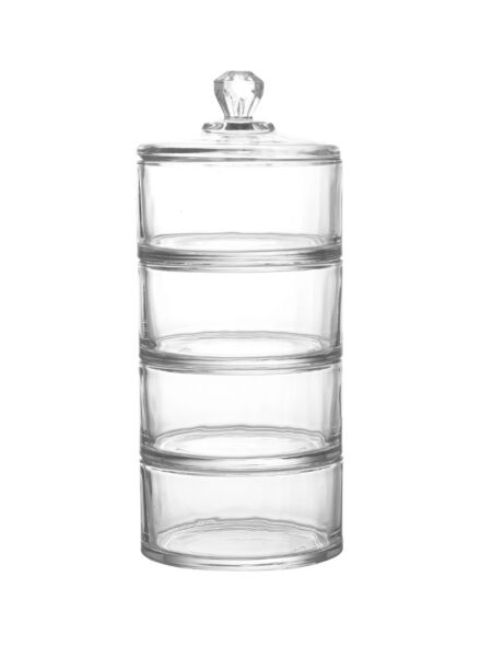 وعاء حلوى زجاجي فاخر 4 قطع مولتو - شفاف