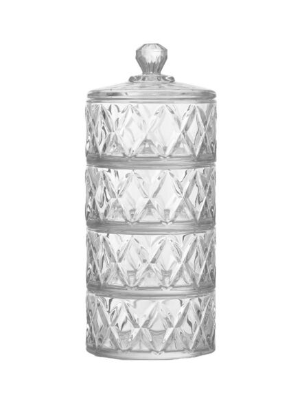 وعاء حلوى زجاجي فاخر 4 قطع رينغو - شفاف