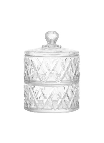 وعاء حلوى زجاجي فاخر قطعتين ايلا - شفاف