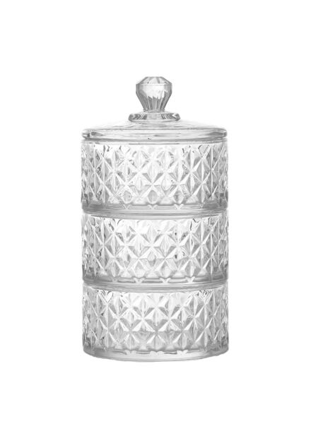 وعاء حلوى زجاجي فاخر 3 قطع جيني - شفاف