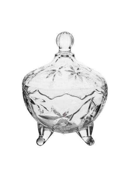 وعاء حلوى زجاجي فاخر مع غطاء رون - شفاف