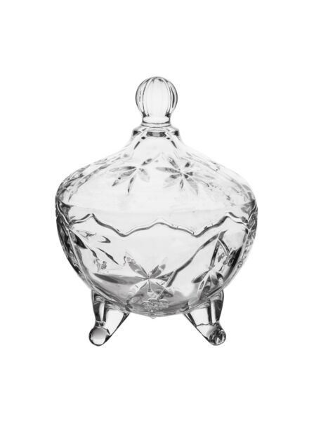 وعاء حلوى زجاجي فاخر مع غطاء رونا - شفاف