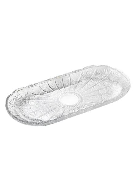 وعاء تقديم زجاجي فاخر بيضاوي - شفاف