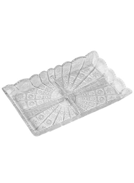 وعاء تقديم زجاجي مقسم - شفاف