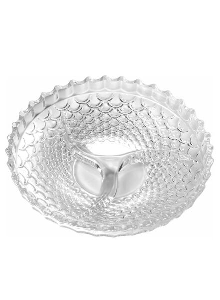 وعاء تقديم زجاجي مستدير مقسم - شفاف