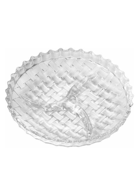 وعاء تقديم زجاجي دائري مقسم - شفاف