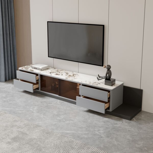 طاولة تلفزيون مودرن اريانا - رمادي بني وأسود