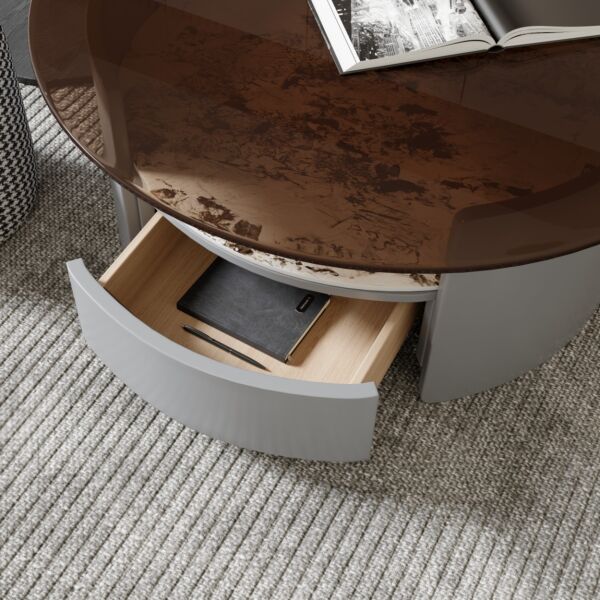 طاولة قهوة جزئين مع مسند اريانا - رمادي بني وأسود