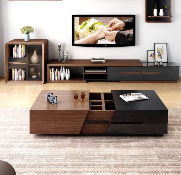 طاولة تلفزيون مودرن ايلانا  -  بني وأسود