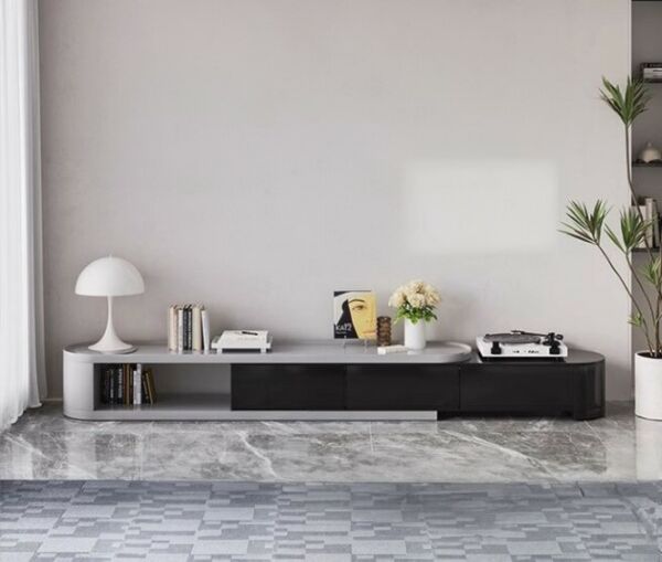 طاولة تلفزيون اينال  -  رمادي فاتح واسود