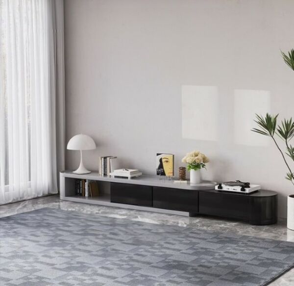 طاولة تلفزيون اينال  -  رمادي فاتح واسود