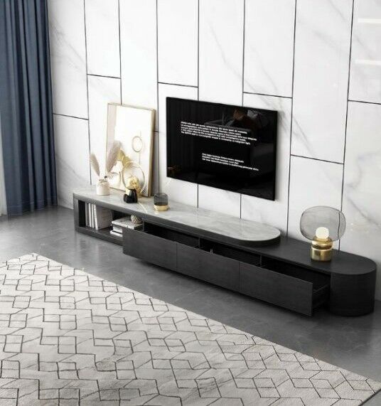 طاولة تلفزيون شينا  -  رمادي واسود