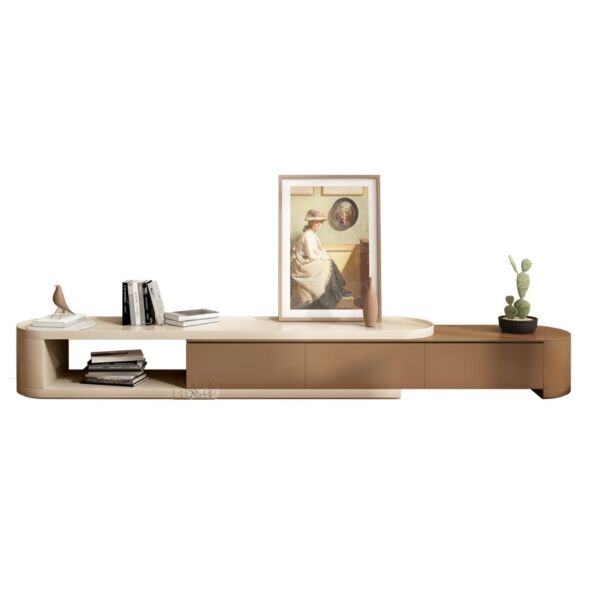 طاولة تلفاز بيانكو - بني غامق وأبيض كريمي