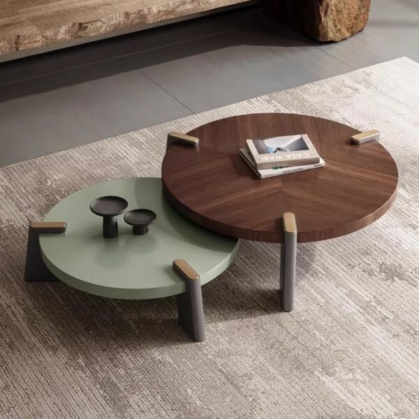 طاولة قهوة من قطعتين بالس - بني ورمادي