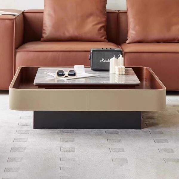 طاولة قهوة ستايلش - بني وبيج وابيض