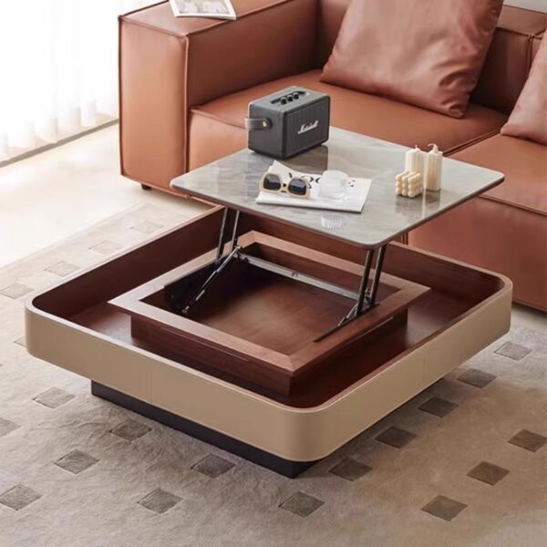 طاولة قهوة ستايلش - بني وبيج وابيض