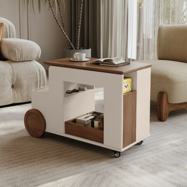 طاولة خدمة بينار - كريمي وبني