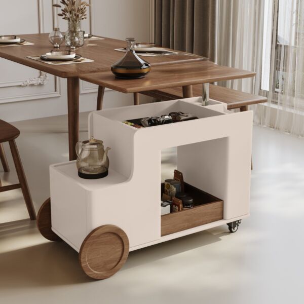 طاولة خدمة بينار - كريمي وبني