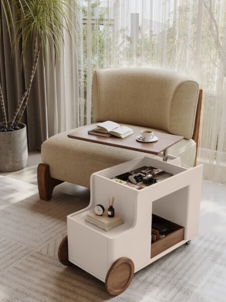 طاولة خدمة بينار - كريمي وبني