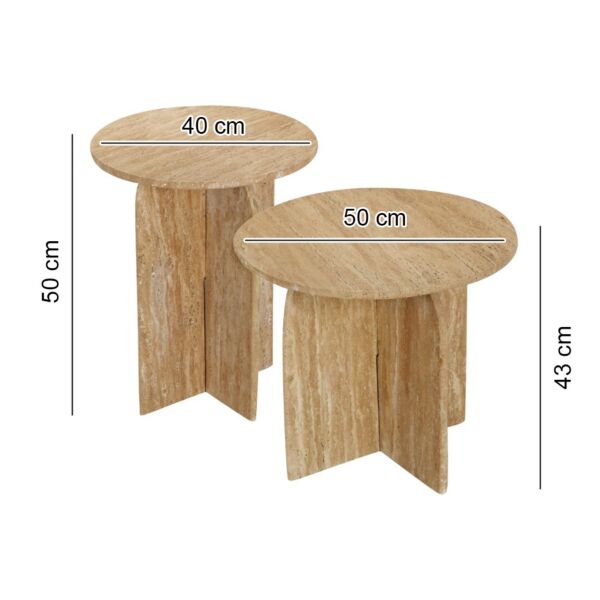 طقم طاولتين جانبية سطح رخامي قطعتين ابيلا - بيج