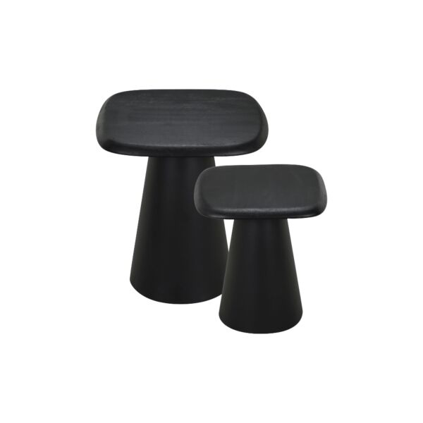 طاولة جانبية سطح خشبي قطعتين رونار - اسود