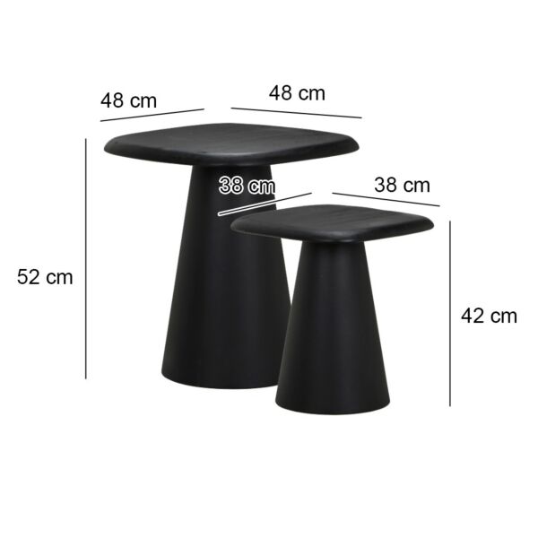 طاولة جانبية سطح خشبي قطعتين رونار - اسود