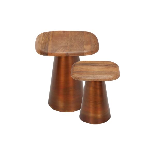 طقم طاولتين جانبية اساد - بني ونحاسي