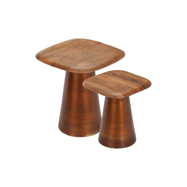 طقم طاولتين جانبية اساد - بني ونحاسي