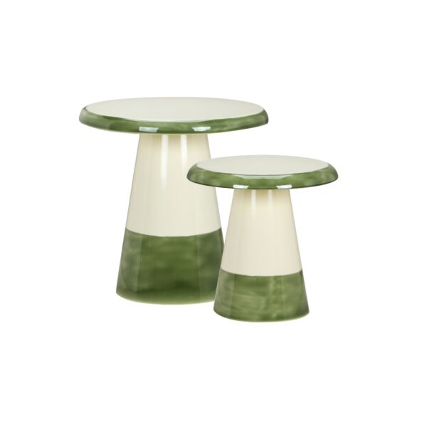 طقم طاولتين جانبية بيرال - كريمي واخضر
