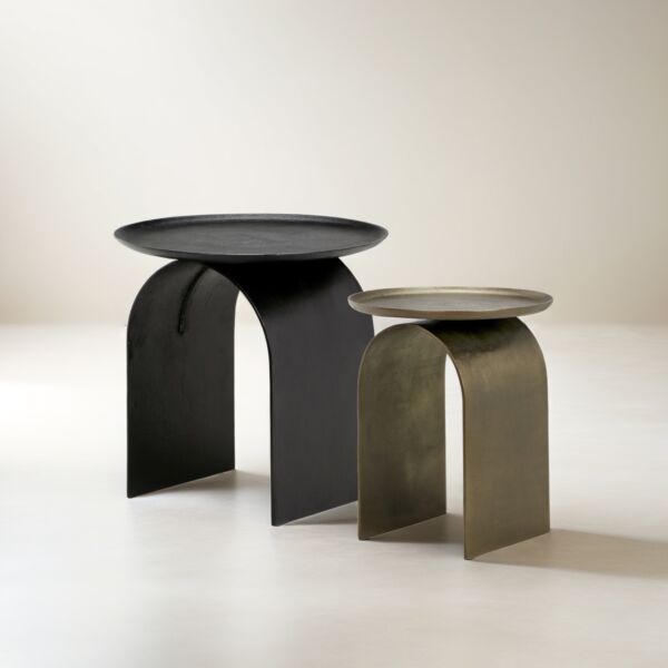 طقم طاولتين جانبية يونال - ذهبي واسود