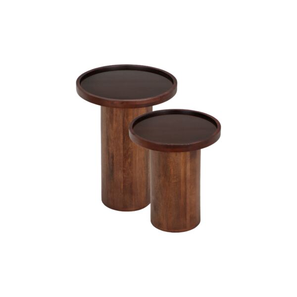 طقم طاولتين جانبية بيت - بني