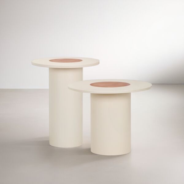 طقم طاولتين جانبية يومل - كريمي 