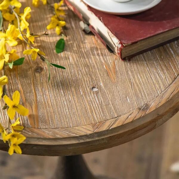 طاولة جانبية كلاسك خشب و حديد معتق