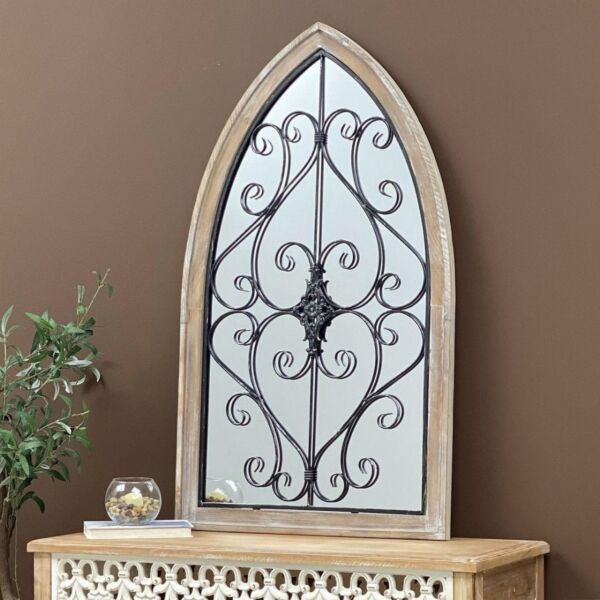 مرآة حائط خشب شكل نافذة سانا