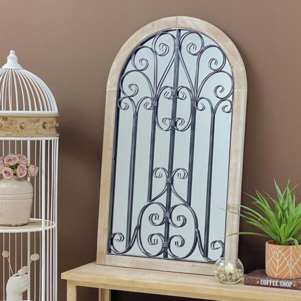 مرآة حائط خشب شكل نافذة ساندي