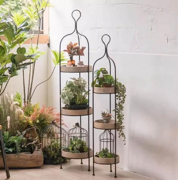 ستاند رفوف حديد وخشب كبير سيمبل