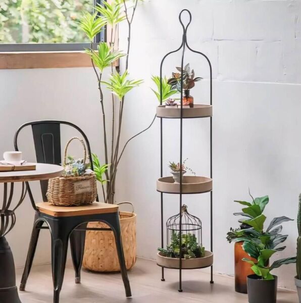 ستاند رفوف حديد وخشب كبير سيمبل